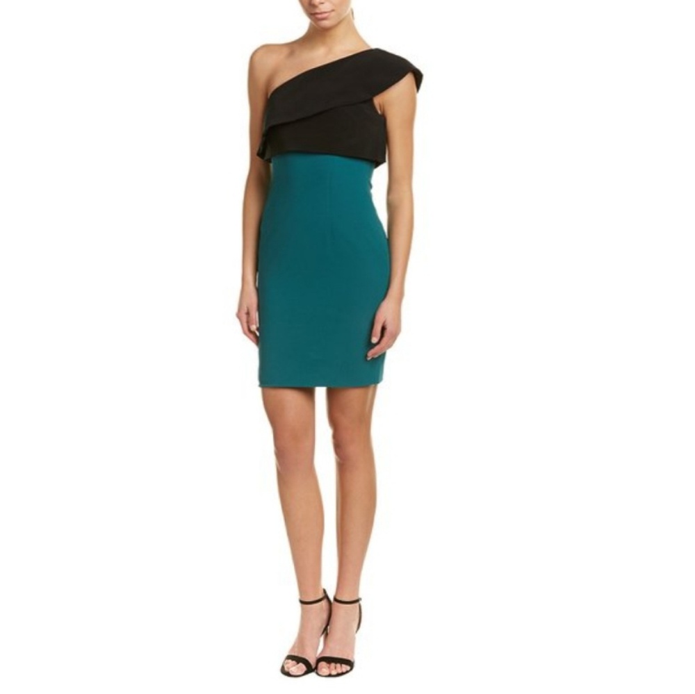 Monique Lhullier size 14 green and black dress